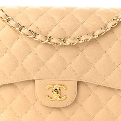 Chanel Caviar Quilted Jumbo Double Flap Beige Clair 8 of 11