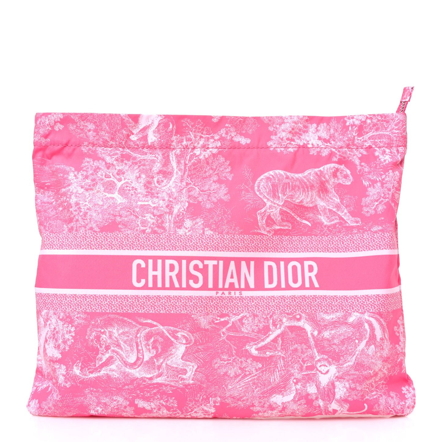 Embroidered Toile De Jouy Diortravel Zipped Pouch Pink