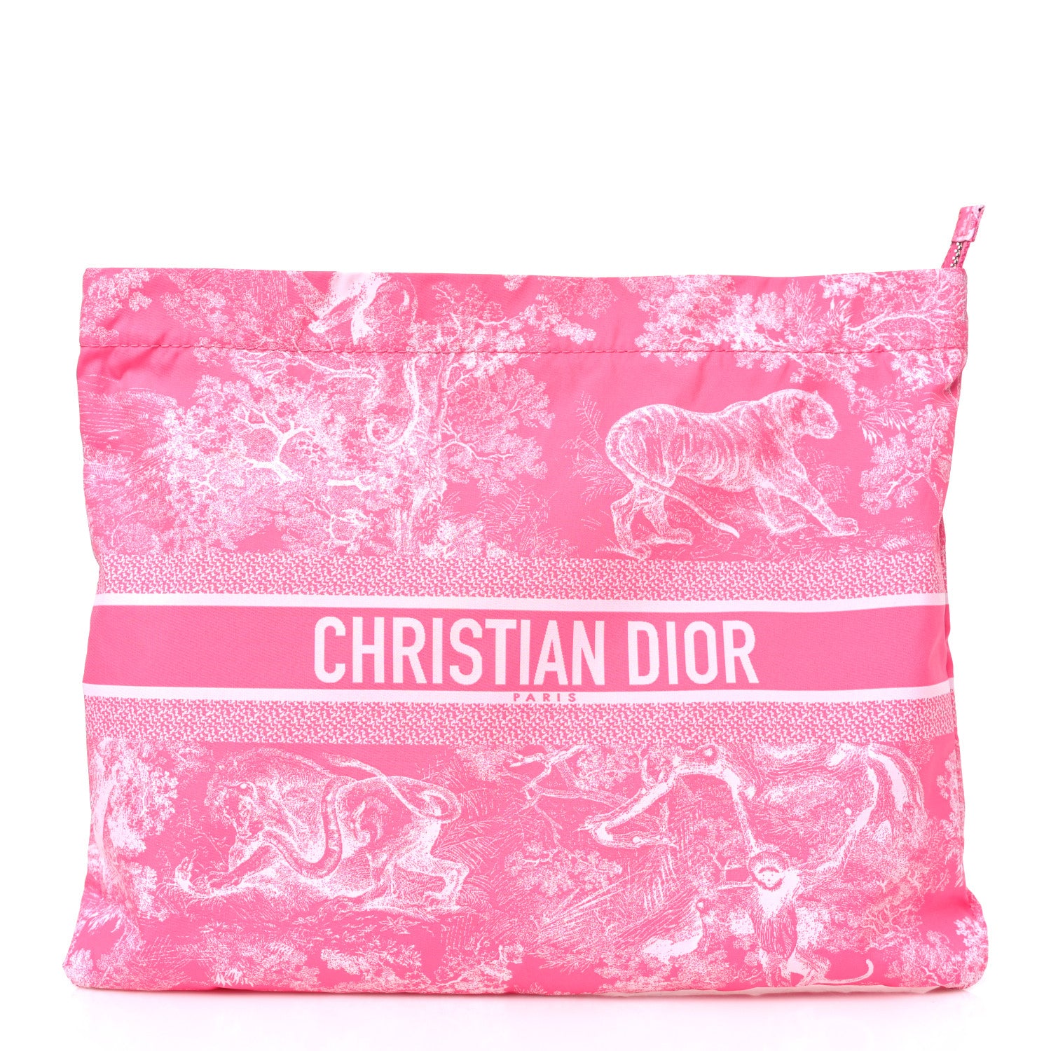 Christian Dior Embroidered Toile De Jouy Diortravel Zipped Pouch Pink 1 of 9
