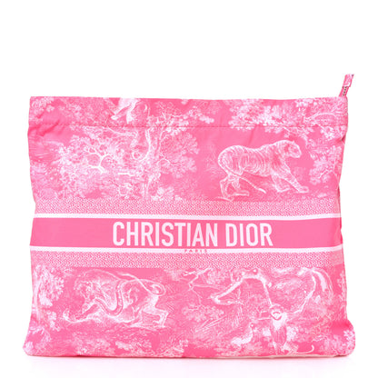Christian Dior Embroidered Toile De Jouy Diortravel Zipped Pouch Pink 1 of 9