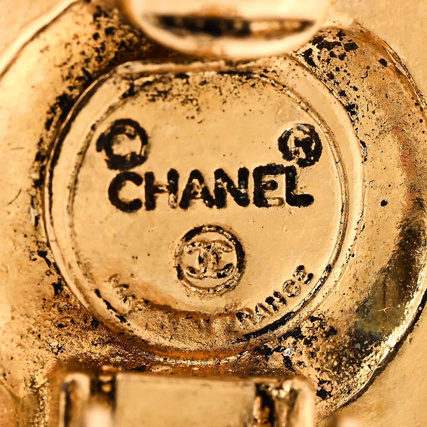 Metal CC Medallion Clip On Earrings Gold