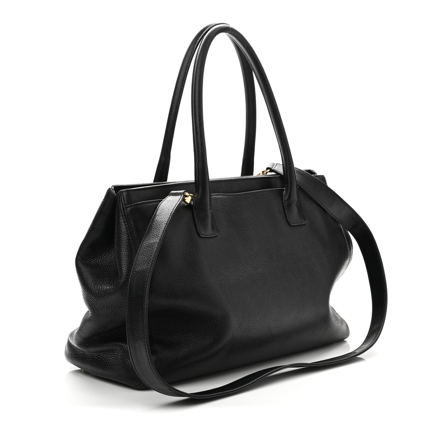 Calfskin Cerf Executive Shopper Tote Black