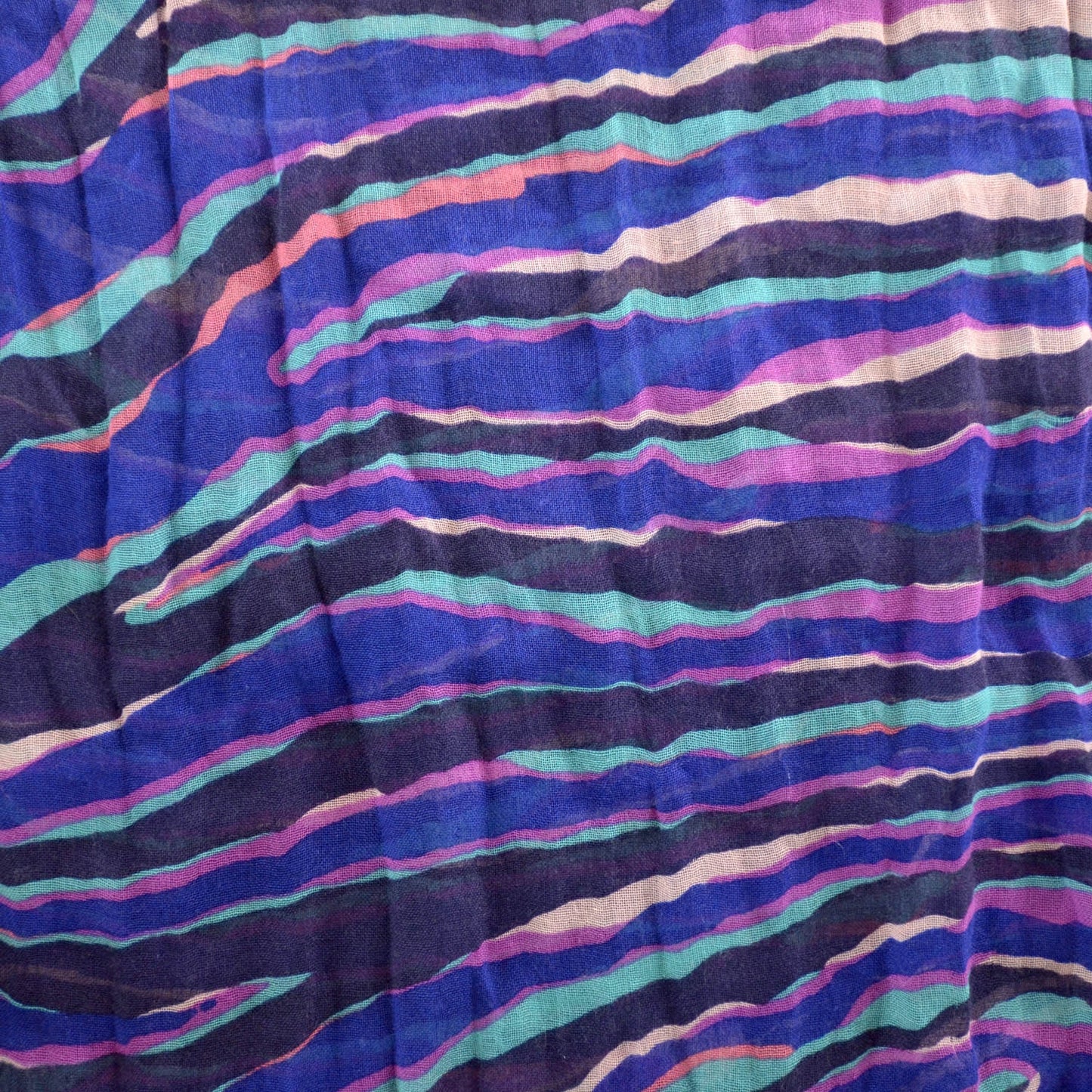 Cashmere Silk Zebra Stole Blue Lagoon