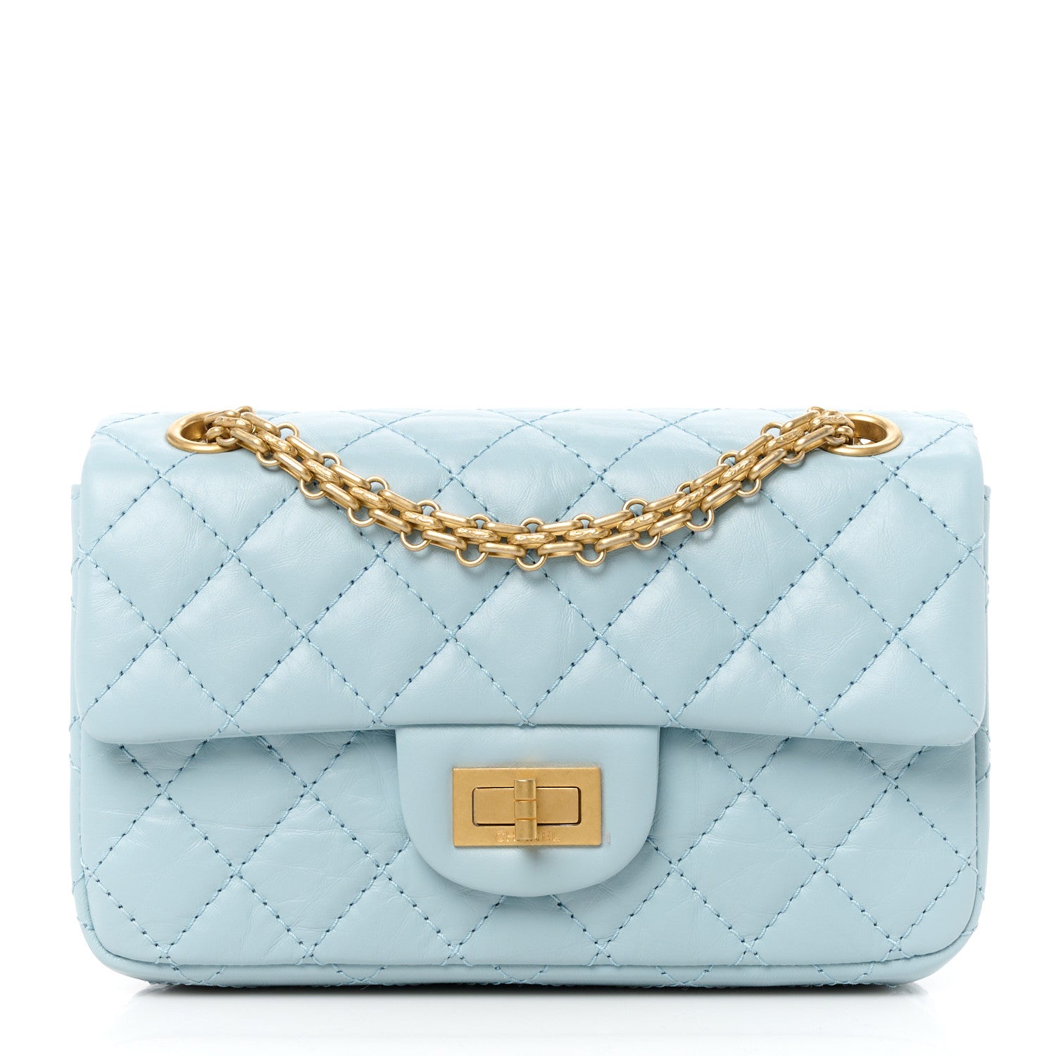 Chanel Aged Calfskin Quilted 2.55 Reissue Mini Flap Light Blue 1 of 12