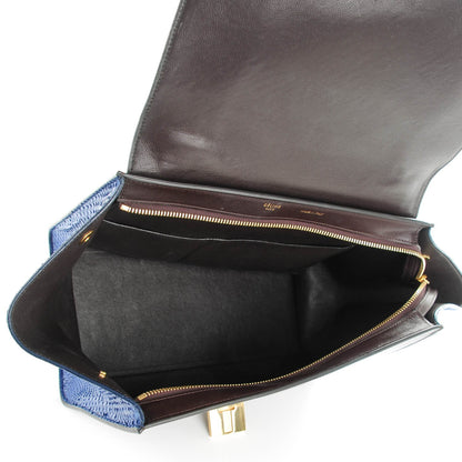 Celine Python Calfskin Small Tri-Color Trapeze Blue Brown 5 of 10