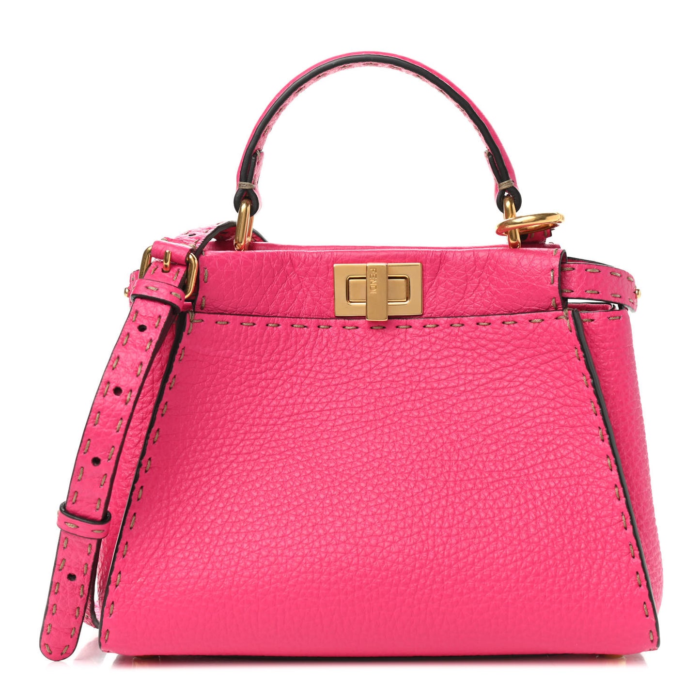 Cuoio Romano Selleria Mini Peekaboo Iconic Satchel Fuxia