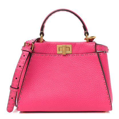 Fendi Cuoio Romano Selleria Mini Peekaboo Iconic Satchel Fuxia 1 of 9