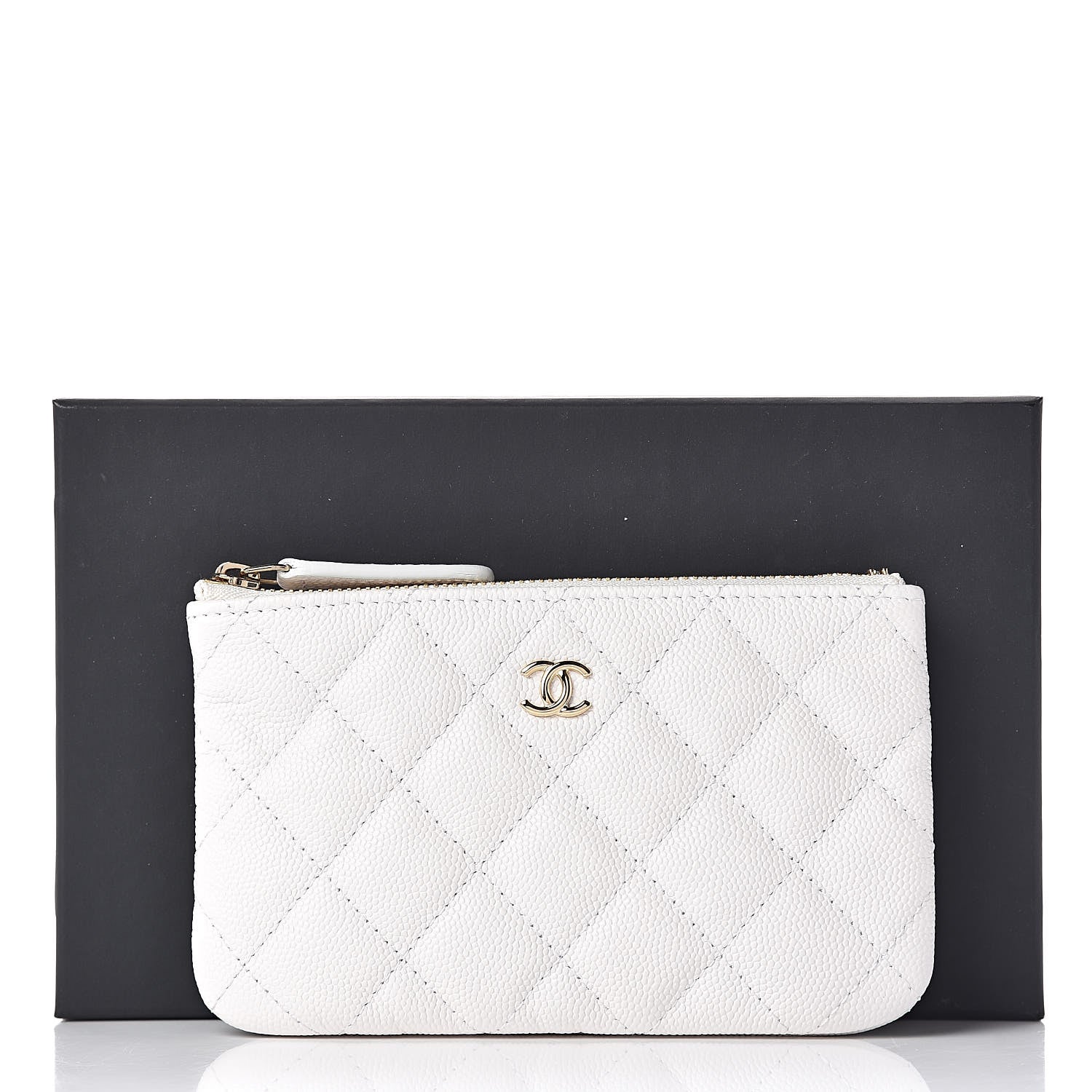 Chanel Caviar Quilted Small Cosmetic Case White 8 of 8