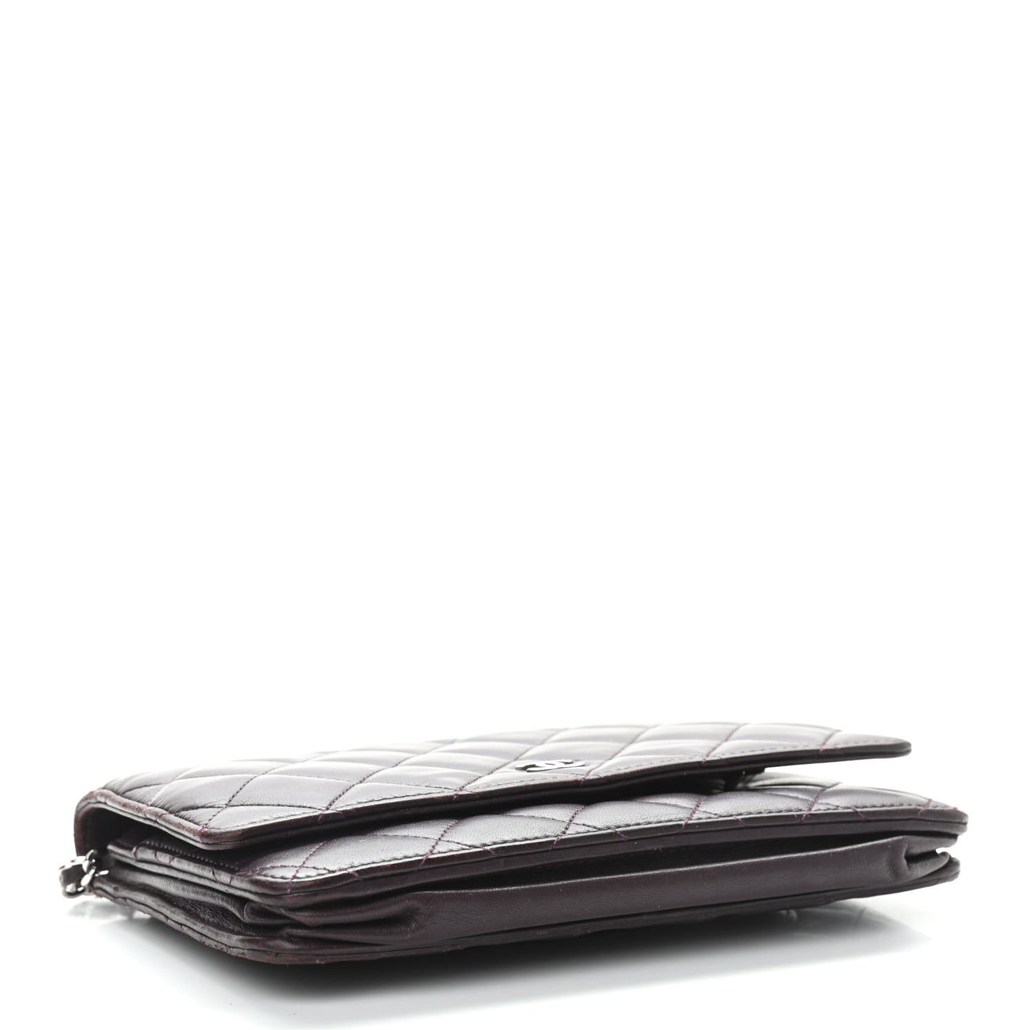 Lambskin Quilted Wallet On Chain WOC Burgundy