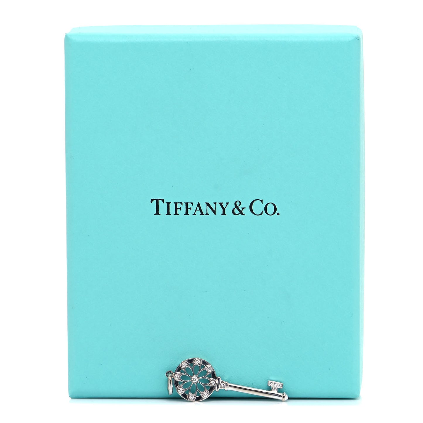 18K White Gold Diamond Floral Key Pendant