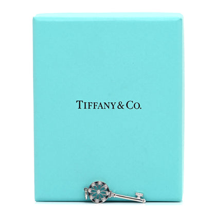 Tiffany 18K White Gold Diamond Floral Key Pendant 5 of 5