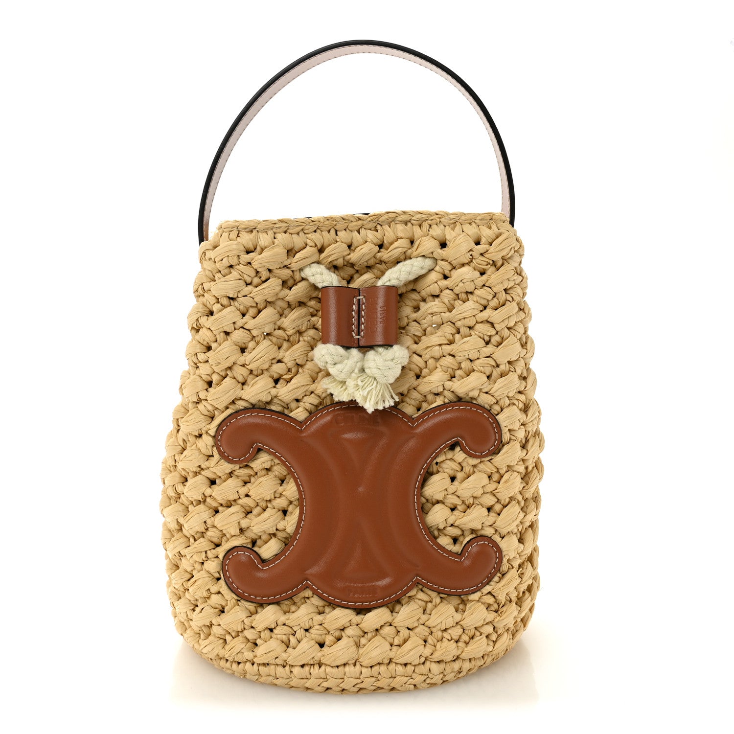 Celine Raffia Calfskin Drawstring Teen Natural Tan 1 of 10