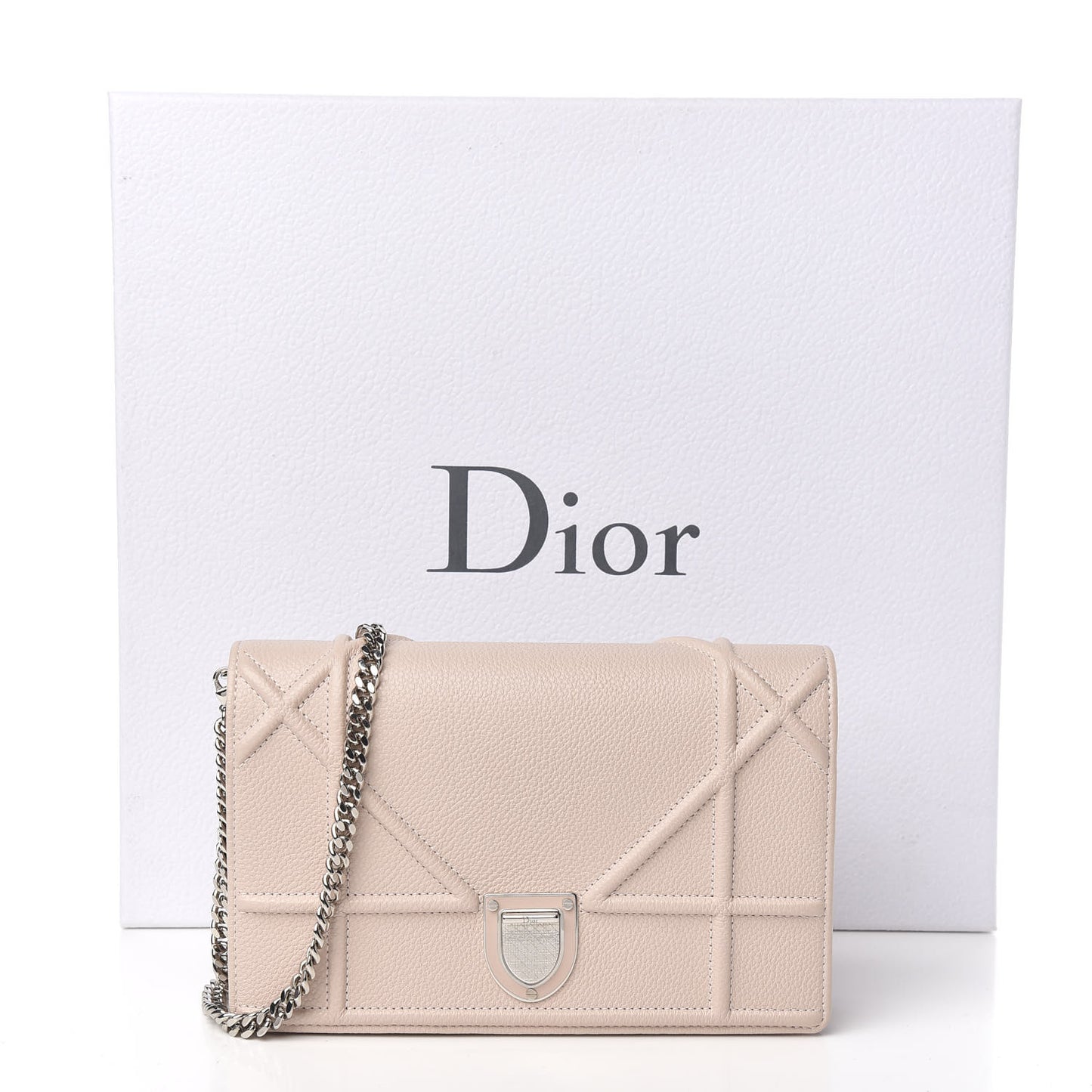 Grained Calfskin Diorama Wallet on Chain Pouch Rose Poudre