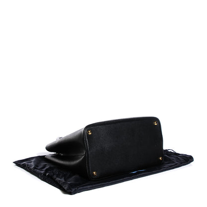 Prada Saffiano Cuir Large Double Bag Nero Black Ciliegia 4 of 10