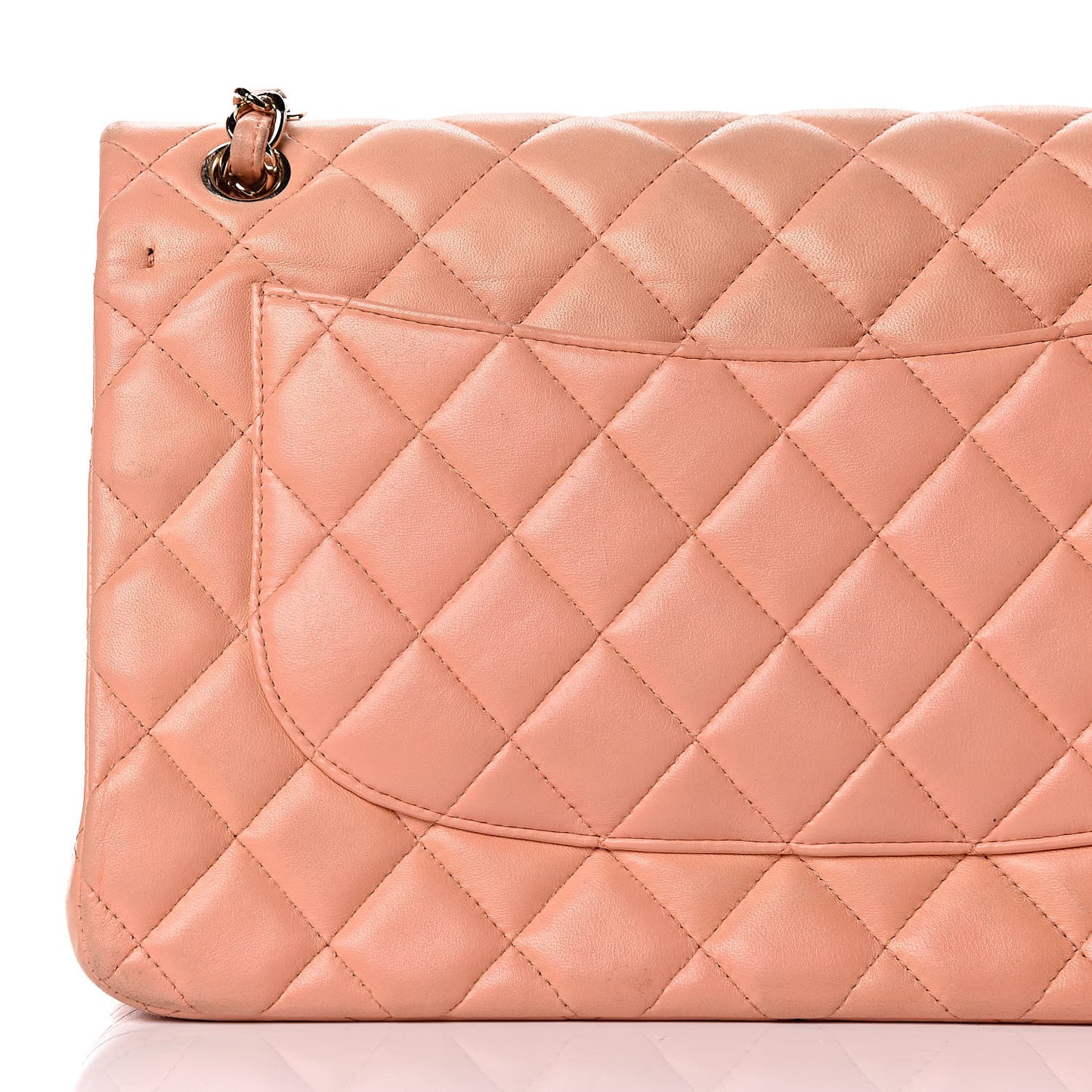 Lambskin Quilted Jumbo Double Flap Light Orange