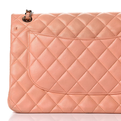 Chanel Lambskin Quilted Jumbo Double Flap Light Orange 26 of 37