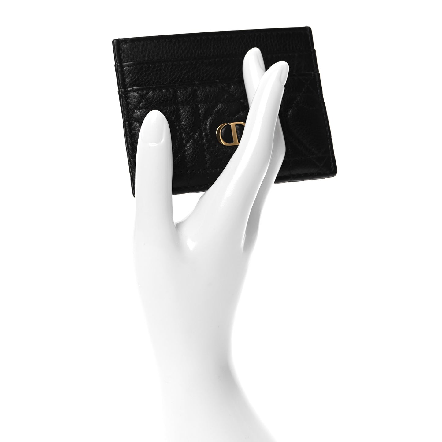 Calfskin Cannage Dioramour Caro Five-Slot Card Holder Black