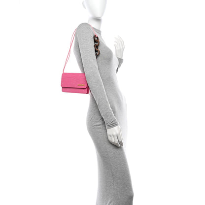 Jacquemus Calfskin Crocodile Embossed Le Riviera Pink 2 of 13