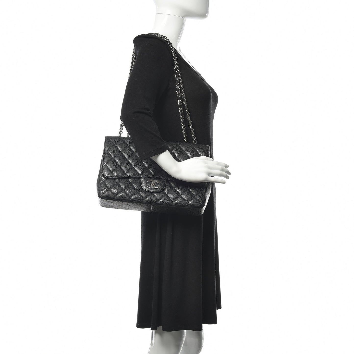 Caviar Quilted Jumbo Single Flap Black