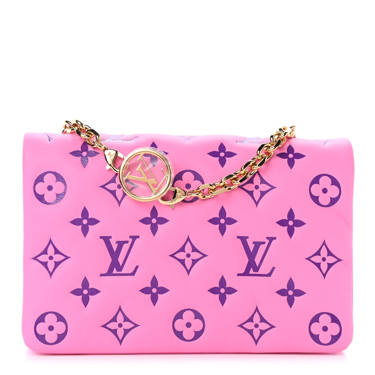Louis Vuitton Lambskin Embossed Monogram Vuittamins Pochette Coussin Rose Violet 1 of 9