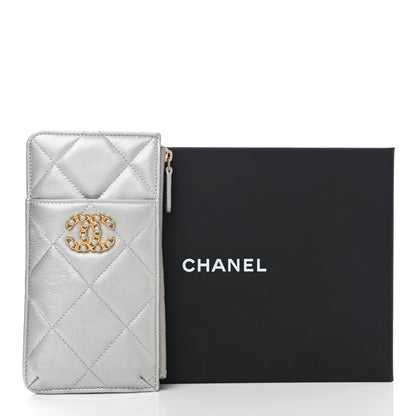 Chanel Lambskin Quilted Chanel 19 Phone and Card Holder Silver 10 of 10