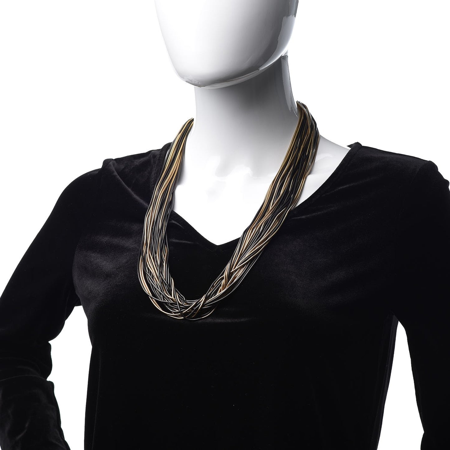 Multi Strand Chain Necklace Gold Black