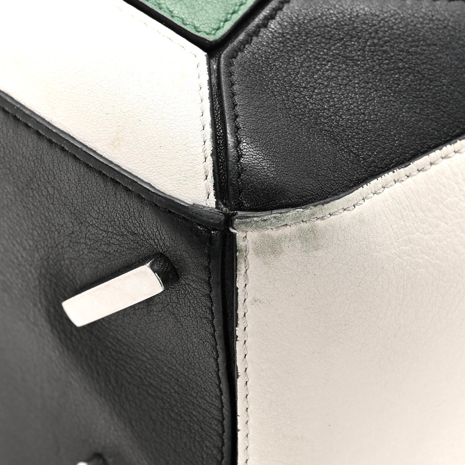 Loewe Calfskin Medium Puzzle Bag Sea Water Green White Black 11 of 16