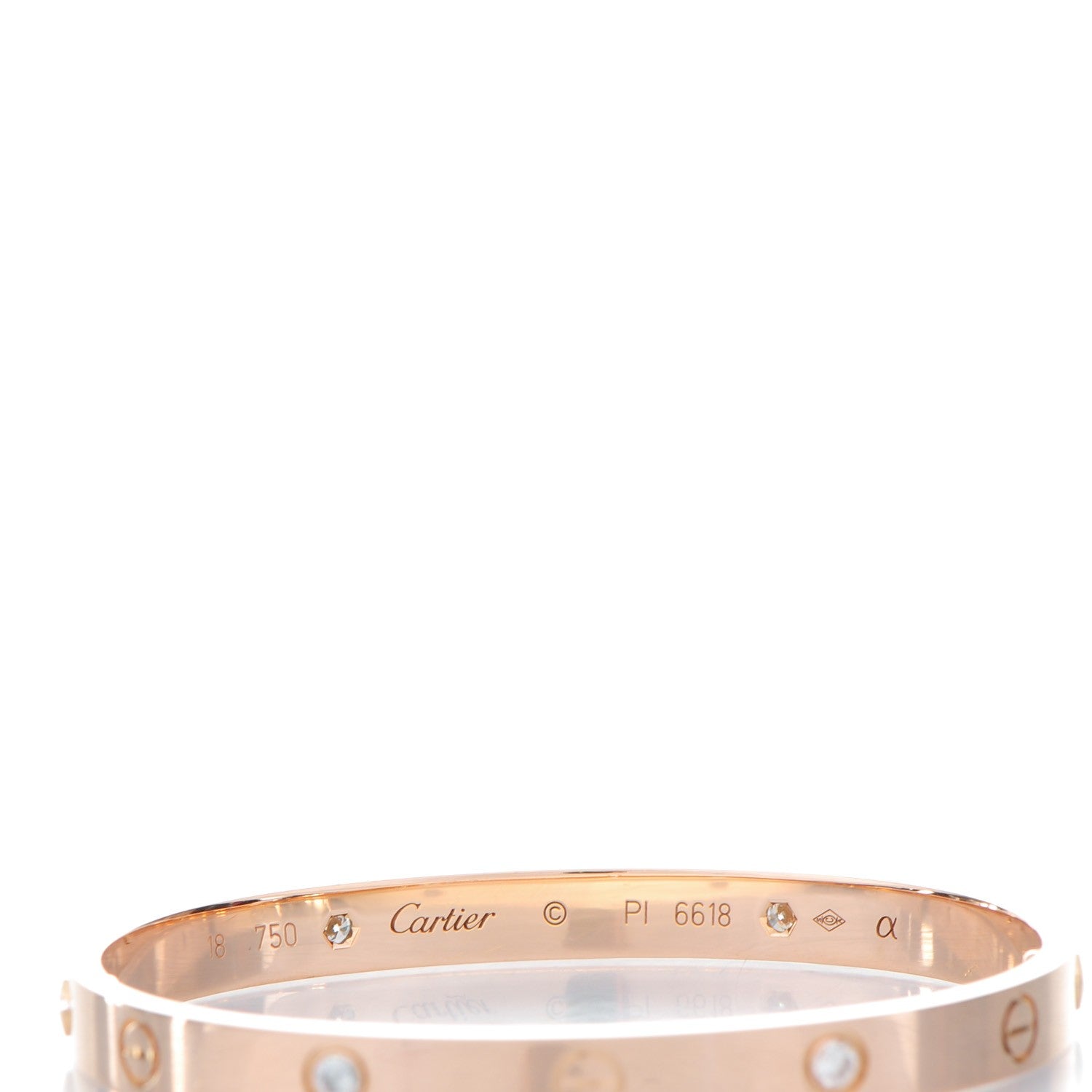 Cartier 18K Pink Gold 4 Diamond LOVE Bracelet 18 3 of 5