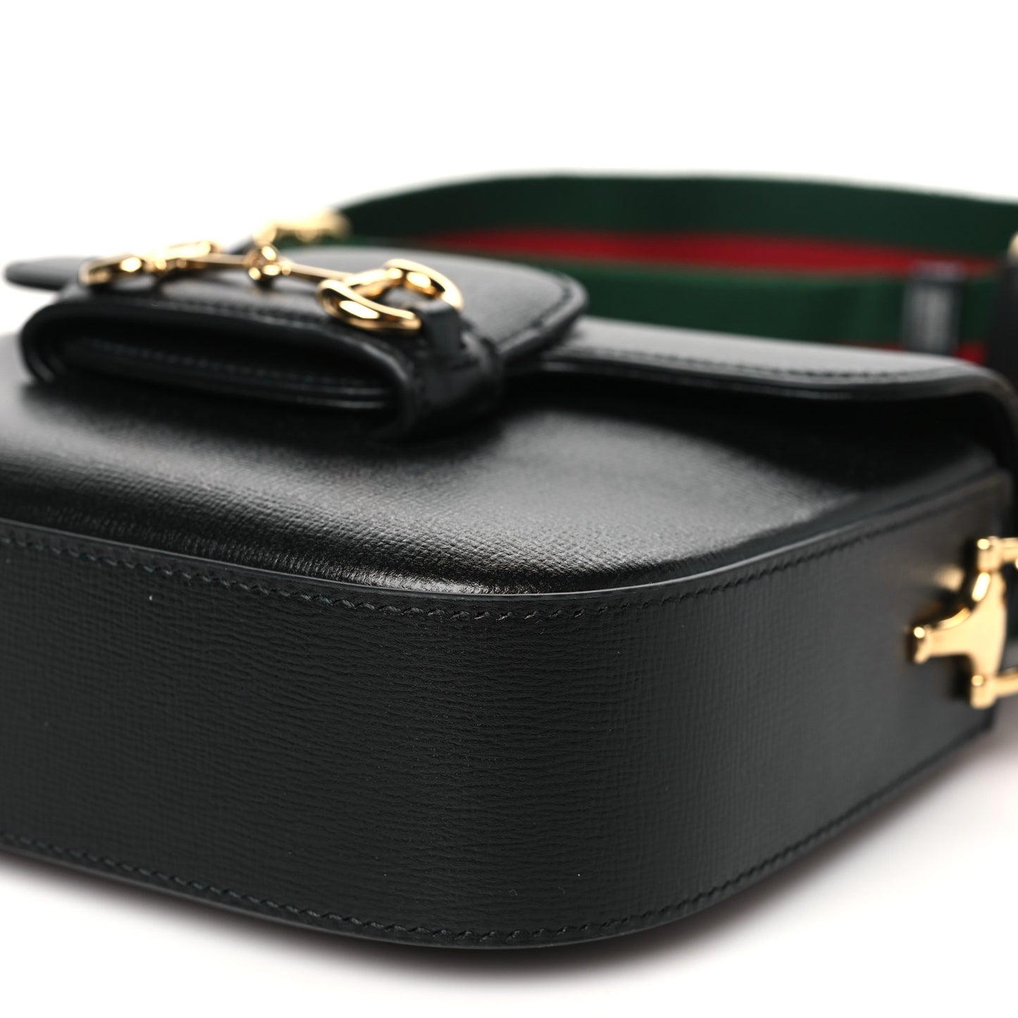 Azalea Calfskin Web Mini Horsebit 1955 Shoulder Bag Black