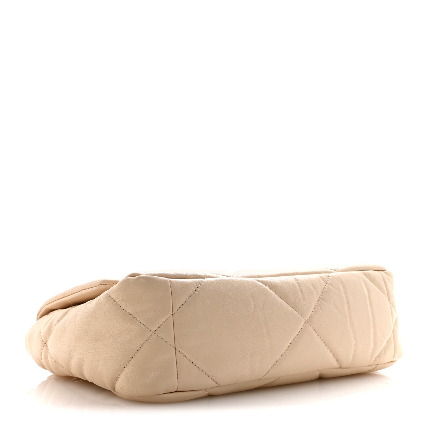 Goatskin Quilted Medium Chanel 19 Flap Beige