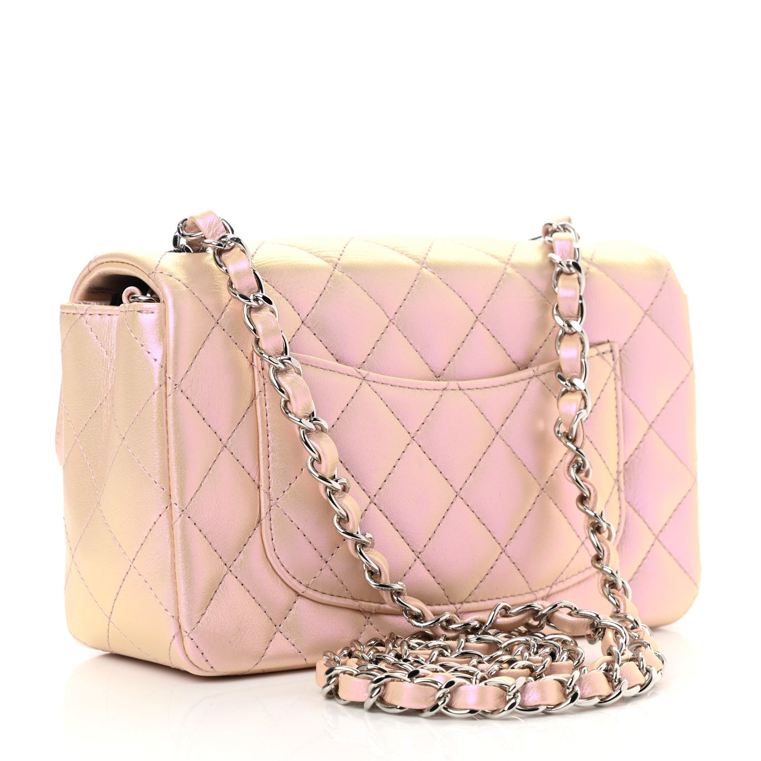Chanel Iridescent Calfskin Quilted Mini Rectangular Flap Pink 3 of 8