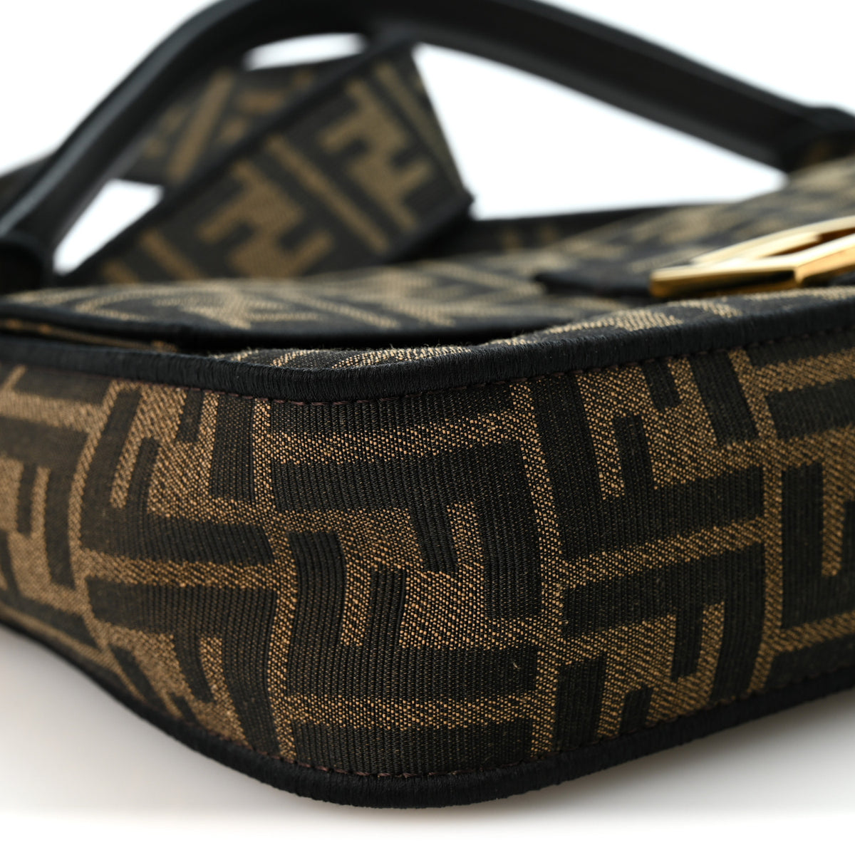 Fendi Fabric Jacquard FF 1974 Medium Baguette Tobacco Moro Black 8 of 10