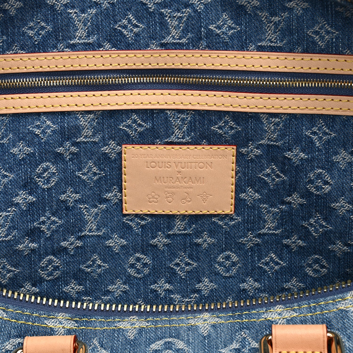 Louis Vuitton LV X TM Monogram Denim Cerises Keepall Bandouliere 45 Blue 5 of 8