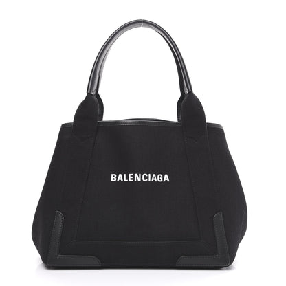 Balenciaga Cotton Canvas Calfskin S Navy Cabas Black 3 of 13