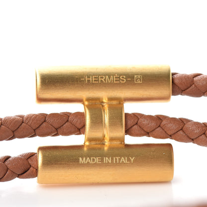 Hermes Swift Double Wrap Cord Tournis Tresse Bracelet T5 Gold 4 of 4