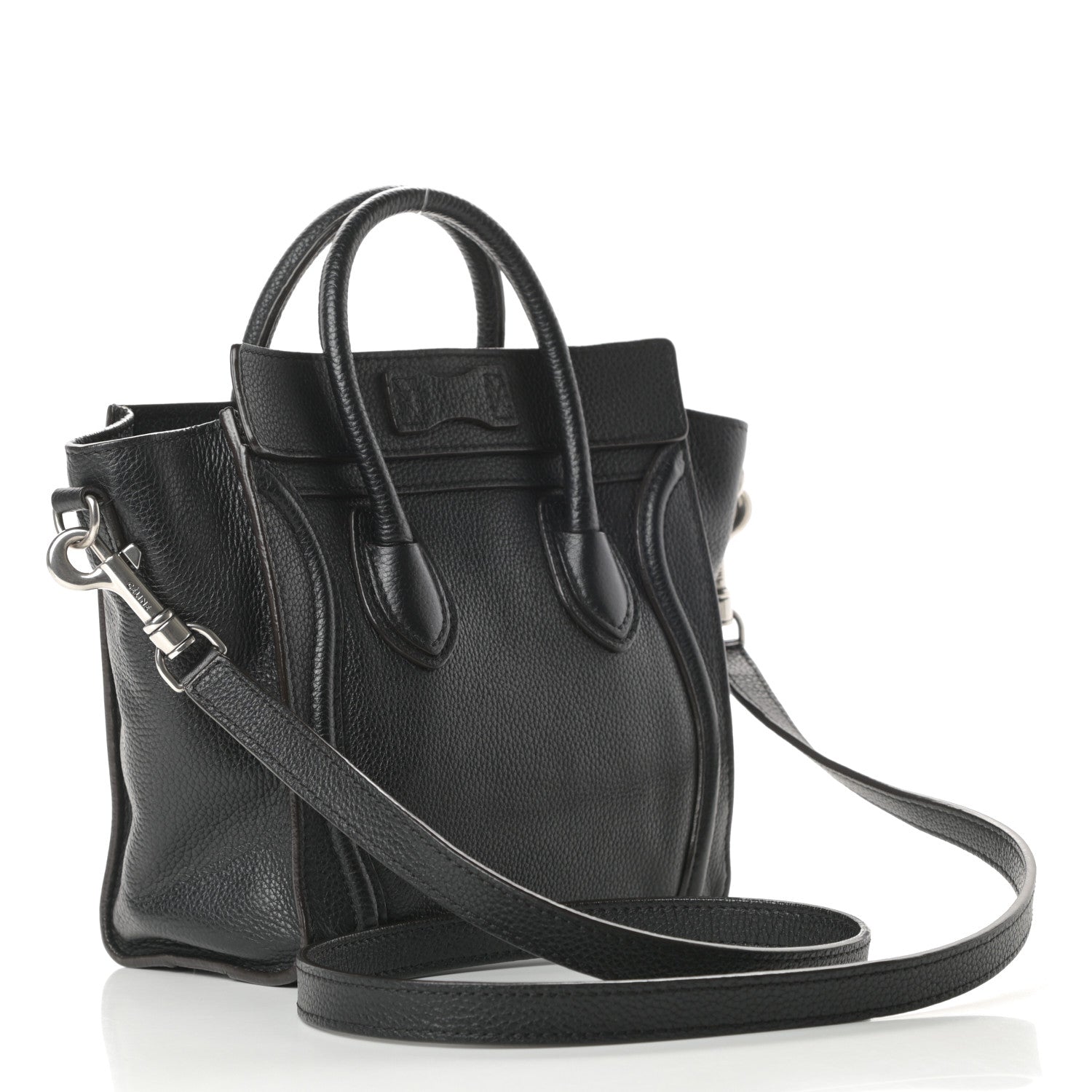 Celine Drummed Calfskin Nano Luggage Black 3 of 10