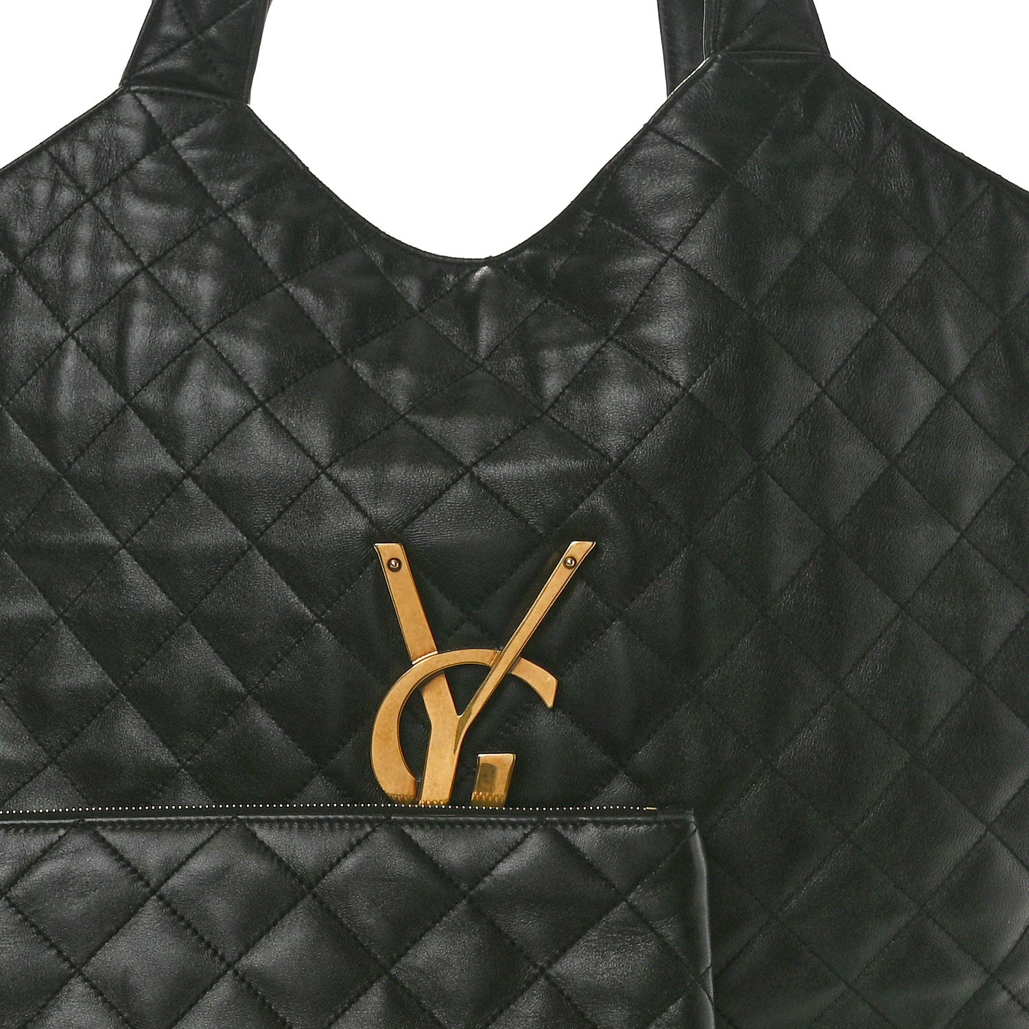Saint Laurent Lambskin Quilted Maxi Icare Shopping Tote Black 9 of 14