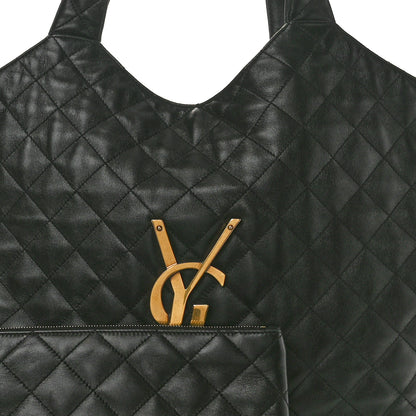 Saint Laurent Lambskin Quilted Maxi Icare Shopping Tote Black 9 of 14