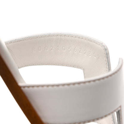 Hermes Box Calfskin Oran Sandals 38 White 6 of 9