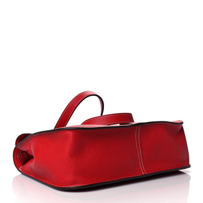 Hermes Taurillon Clemence Verso Halzan 31 GM Rouge Casaque Vermillion 4 of 10