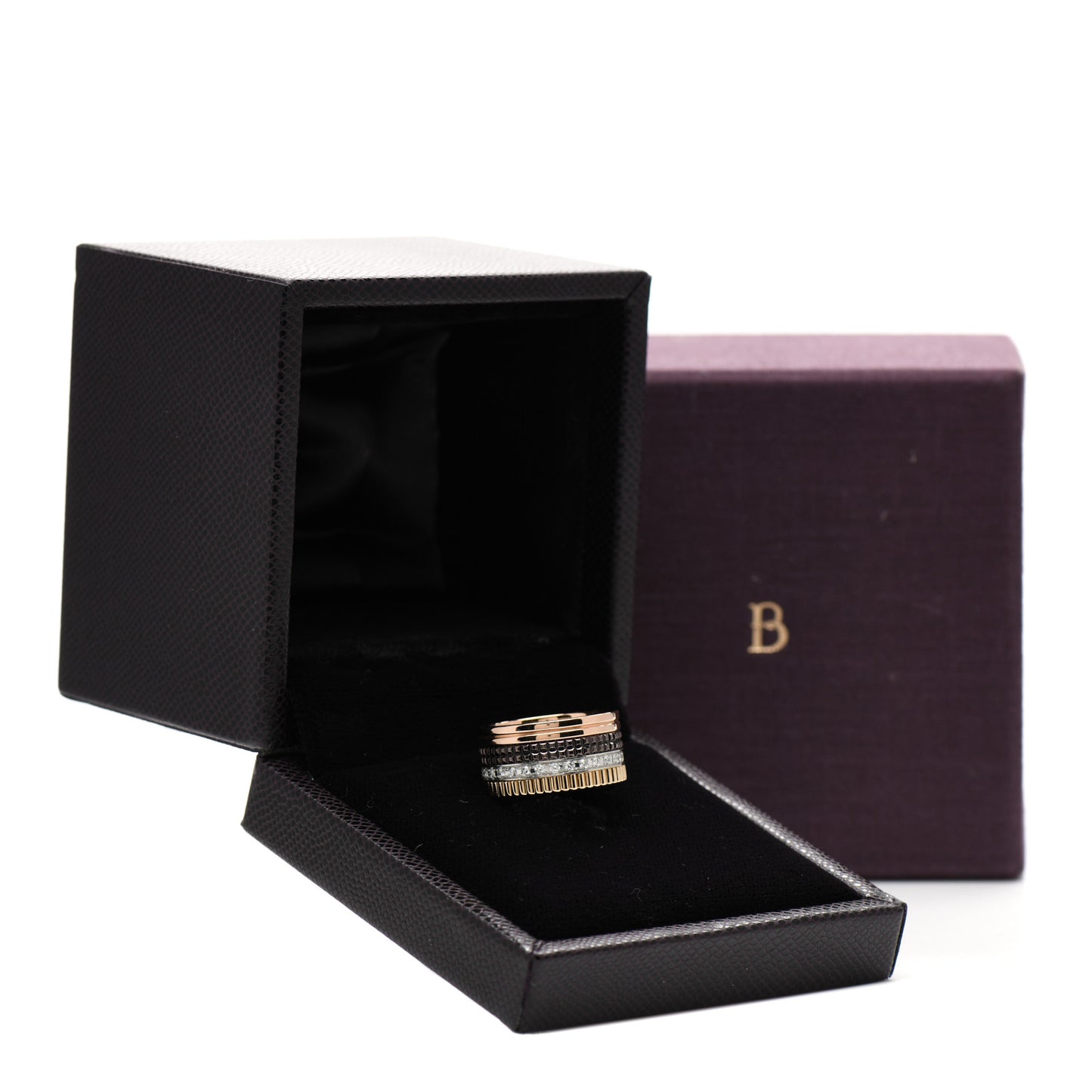 18K Pink Yellow White Gold Diamond PVD Large Quatre Classique Ring 58 8.25