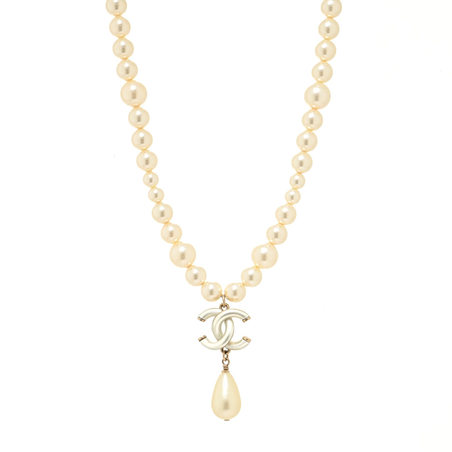 Chanel Pearl CC Drop Necklace Gold 1 of 4