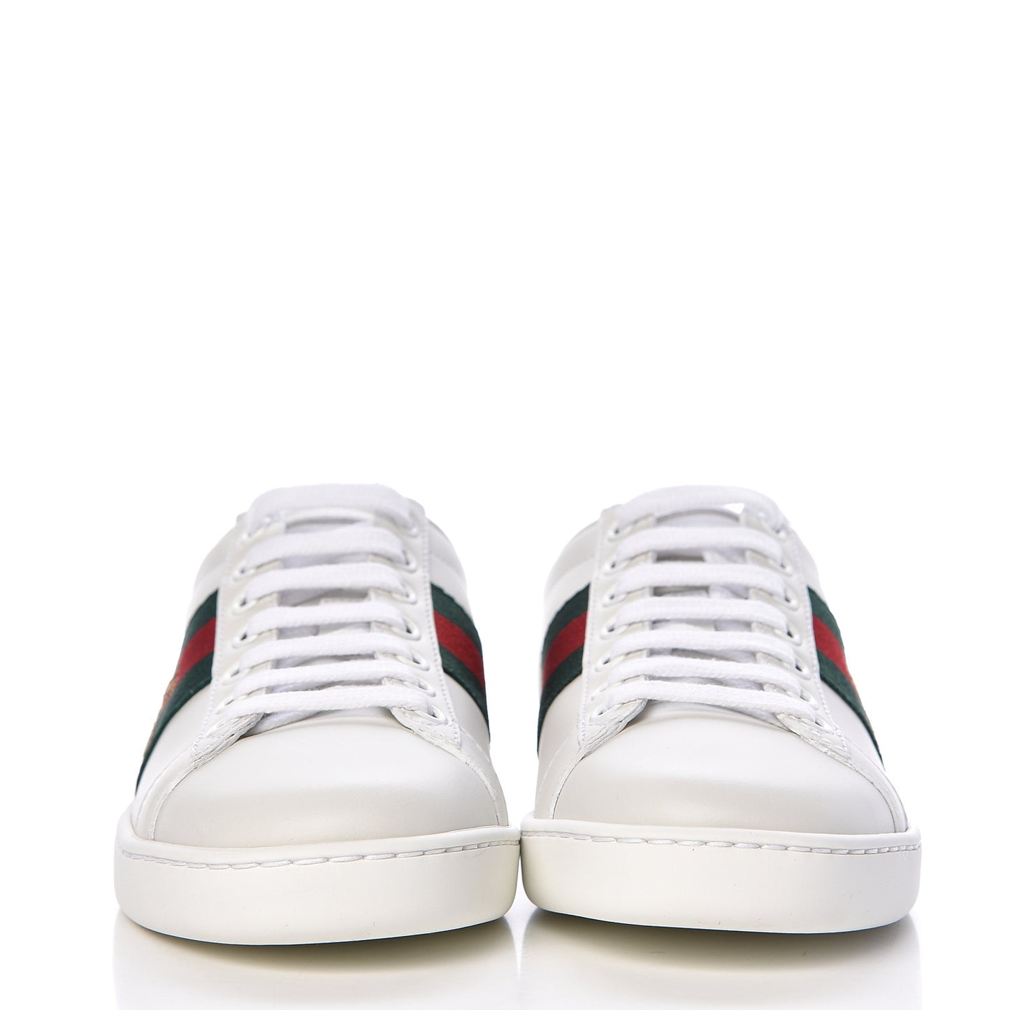 Calfskin Ayers Bee Embroidered Womens Ace Sneakers 34 White Green