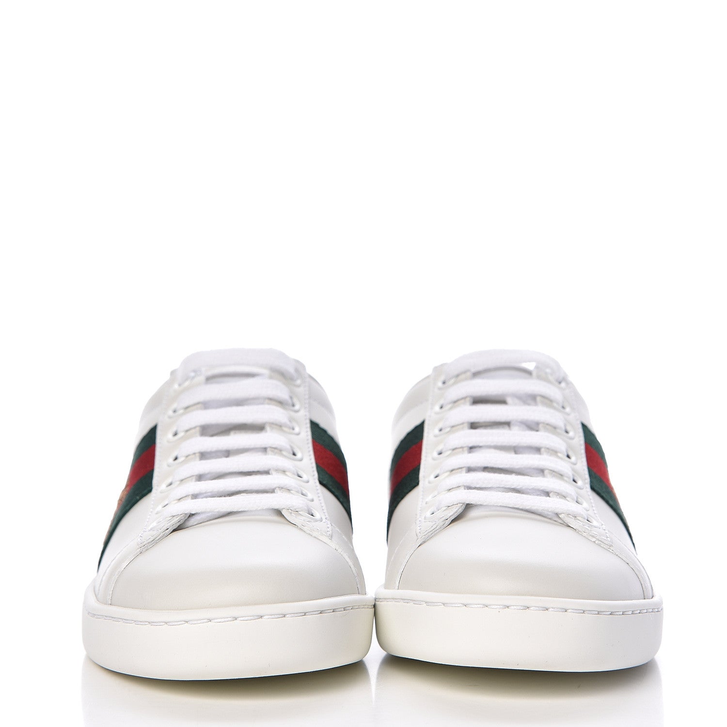 Gucci Calfskin Ayers Bee Embroidered Womens Ace Sneakers 34 White Green 2 of 10