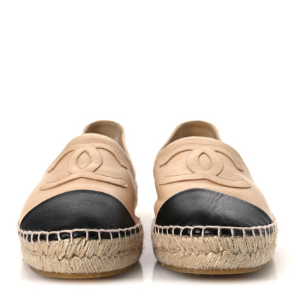 Chanel Lambskin CC Espadrilles 38 Beige Black 3 of 10