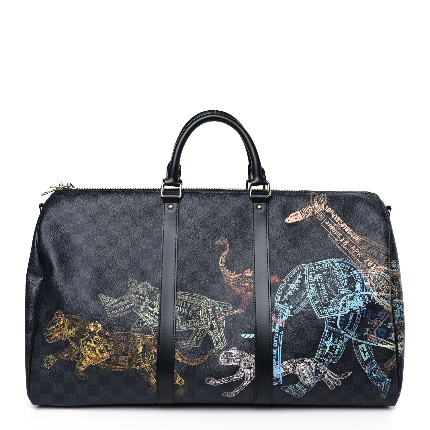 Louis Vuitton Damier Graphite Stamps Keepall Bandouliere 50 1 of 8