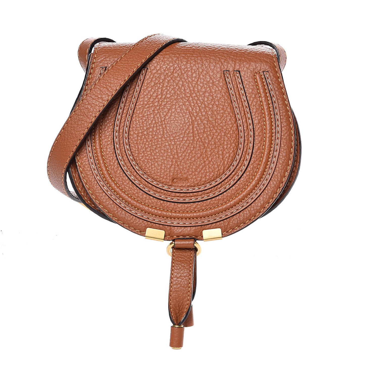 Calfskin Mini Marcie Round Crossbody Bag Tan