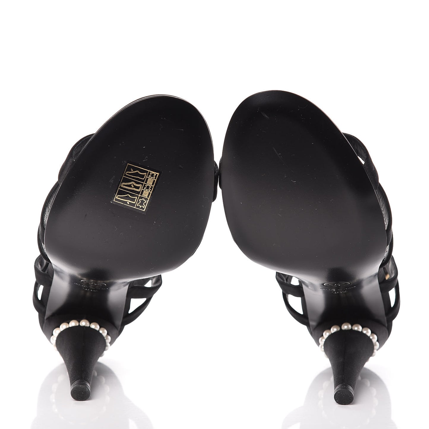 Satin Pearl Crystal Sandals 38.5 Black