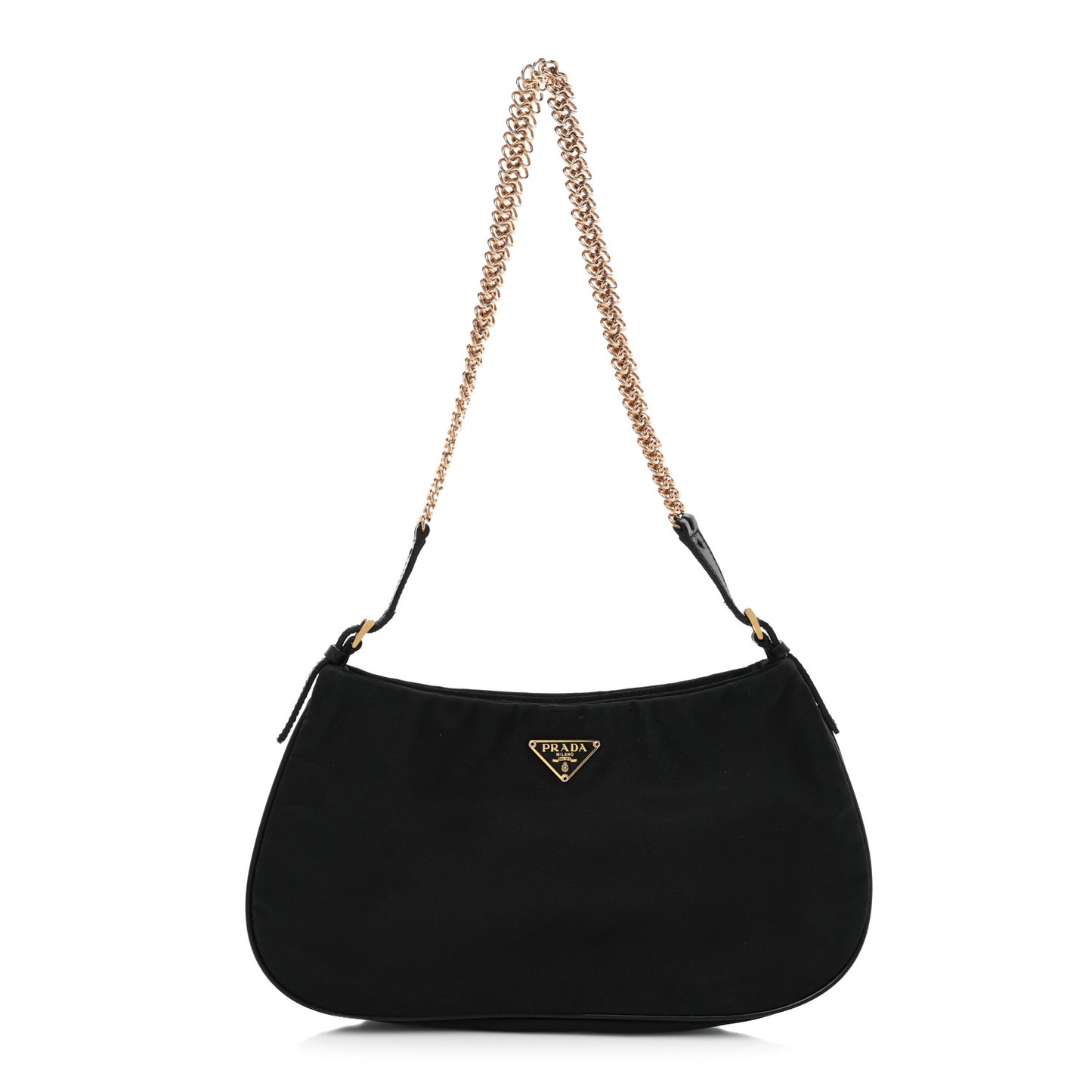 Tessuto Light Nylon Chain Shoulder Bag Black