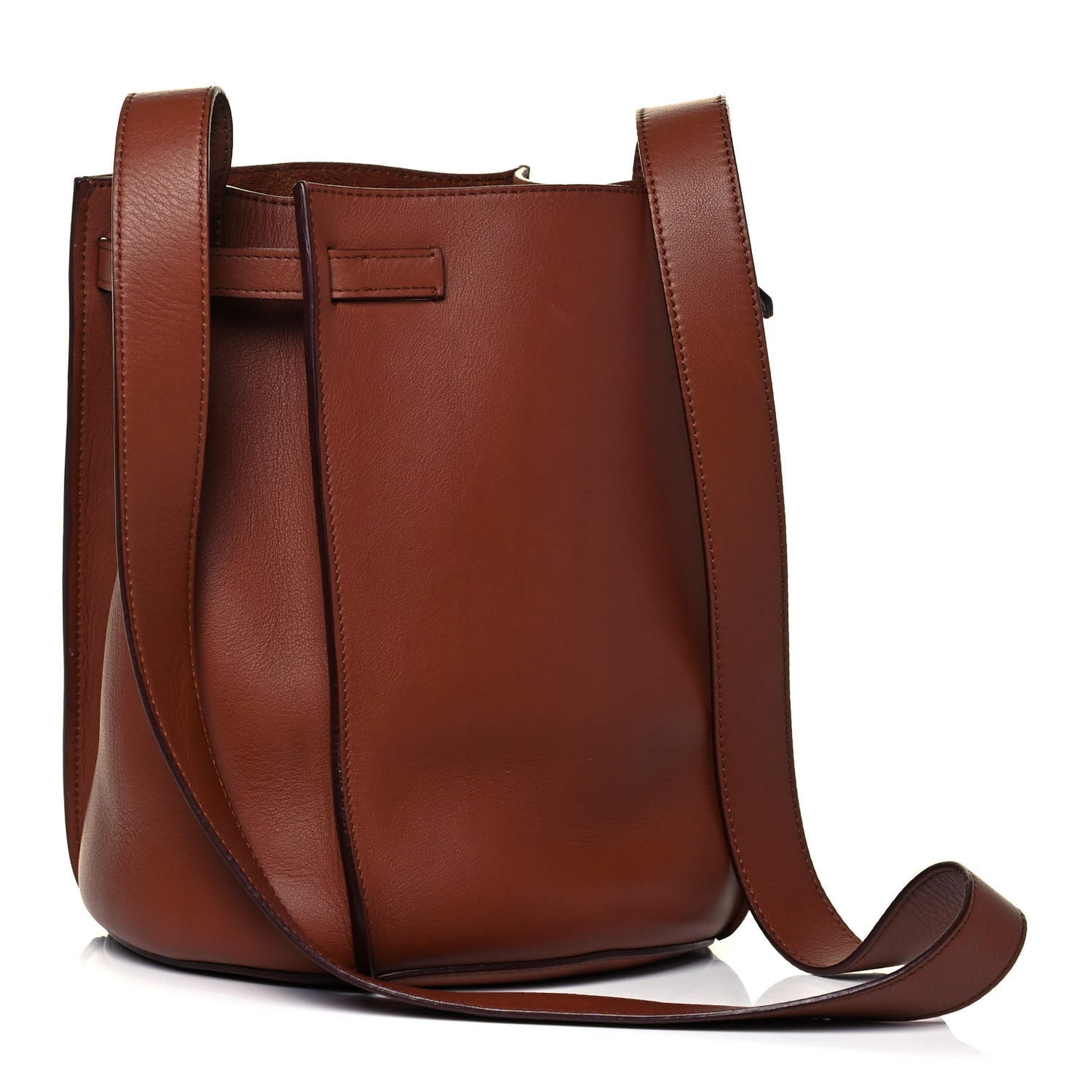 Smooth Calfskin Long Strap Big Bucket Bag Tan